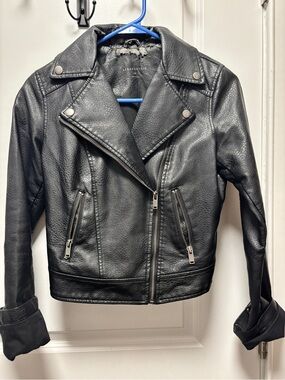 Aeropostale Black Faux Leather Moto Jacket